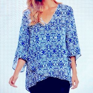 Karen Kane Riviera Asymmetrical Bracelet Sleeve Asymmetrical Top